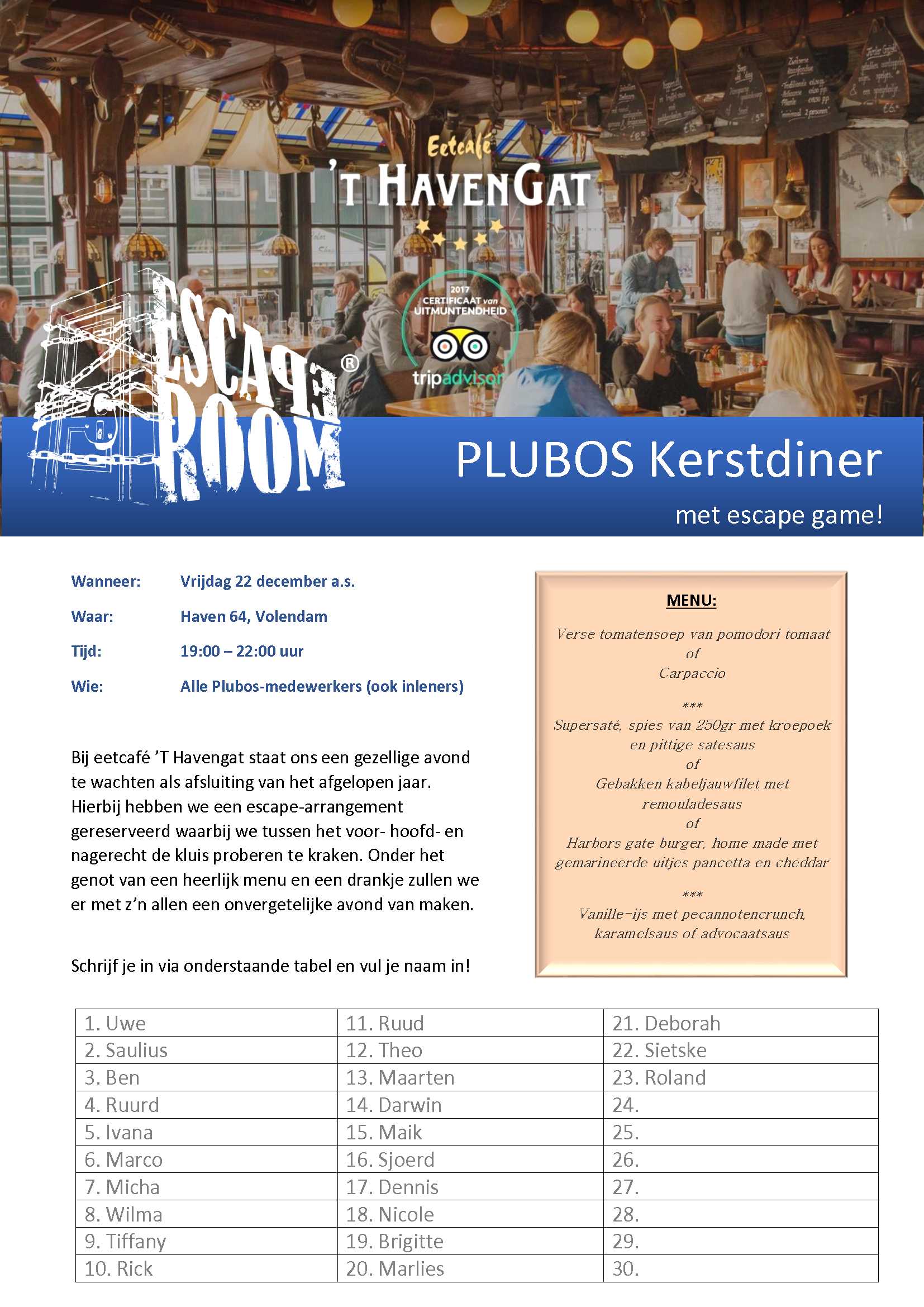 Kerstdiner Plubos Kabeltechniek B.V.